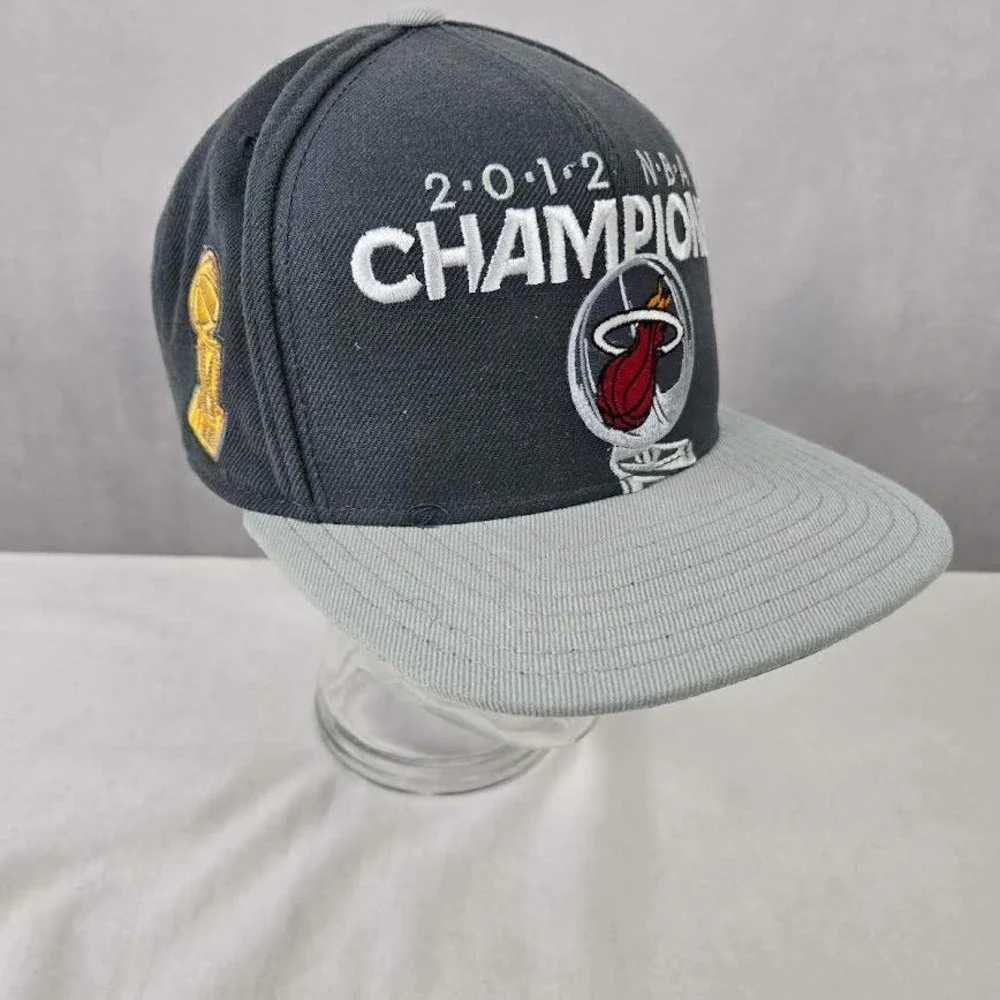 Adidas Miami Heat 2012 NBA Champions Snapback Hat Grey Basketball Cap Mens OSFM